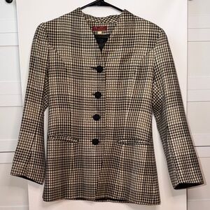 Mengxu Black and Cream Checkered Blazer